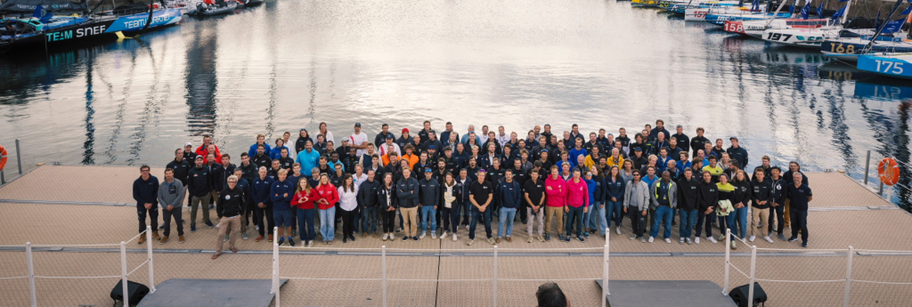 L'ensemble des skippers ce jeudi après-midi. 