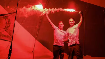 Thomas Ruyant et Morgan Lagravière (For People), vainqueurs dans la catégorie IMOCA
